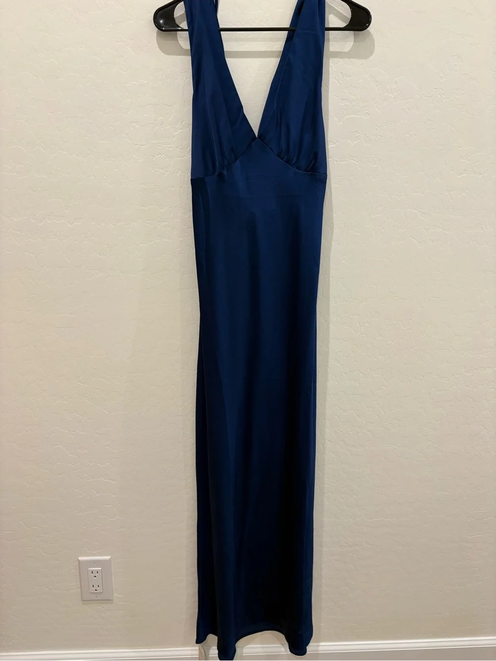 Abercrombie & Fitch Women’s Plunge Cowl Back Maxi Dress in Navy